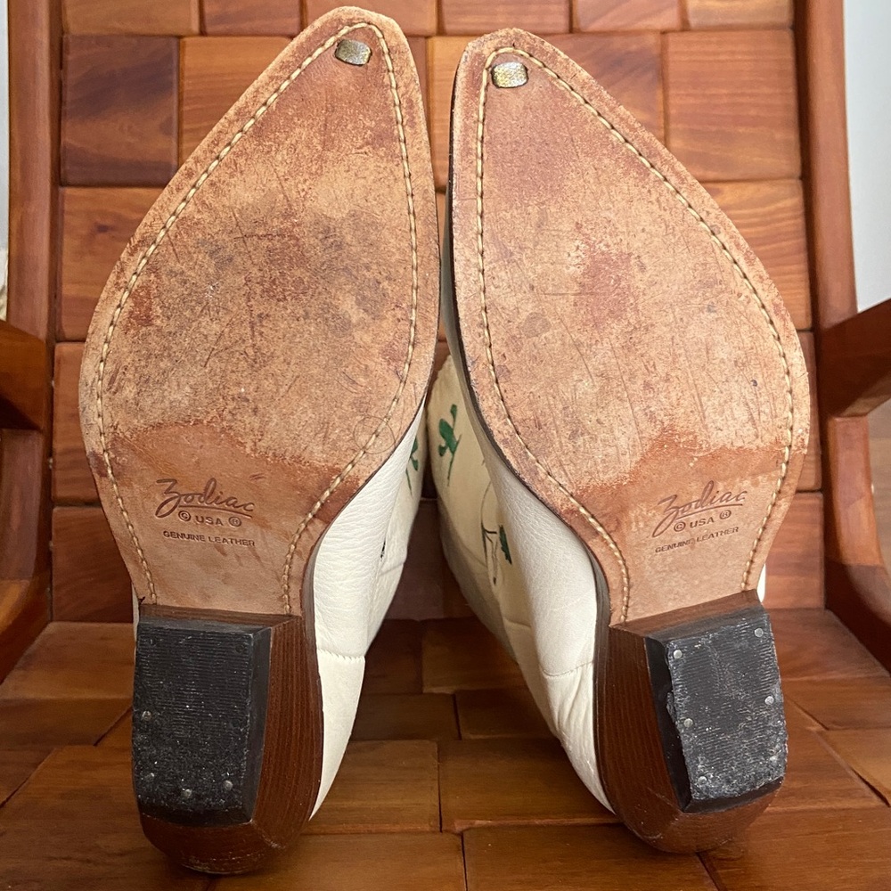 Zodiac Frontier Handmade Leather Vintage Western Cowgirl Boots Women's Size 8 - Picture 10 of 16